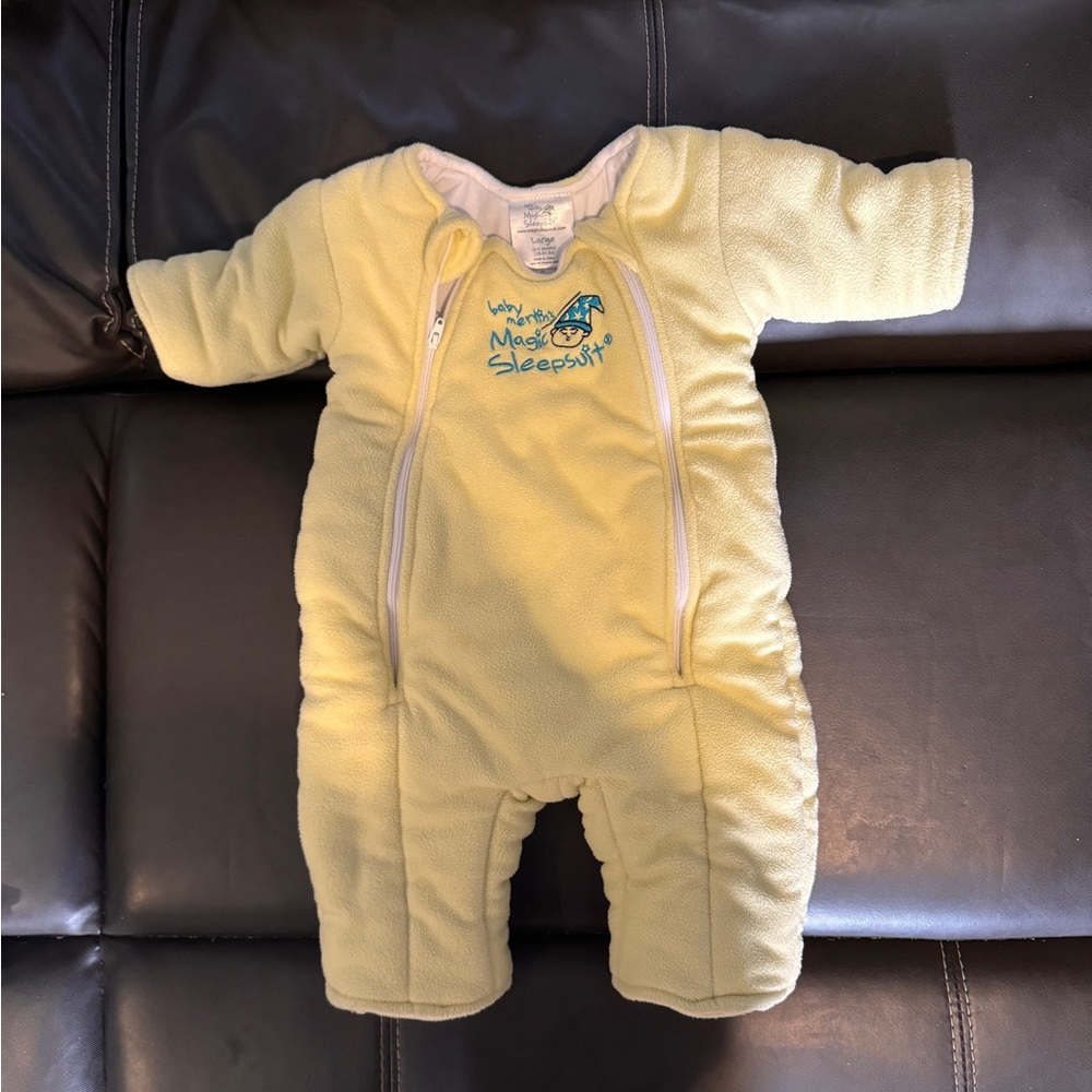 Baby Merlin’s Magic Sleep Suit Yellow Large 6-9 Mos 18-21 Lbs Transition Swaddle